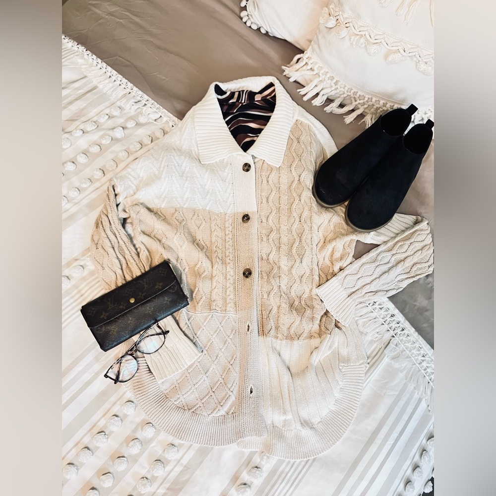 Cream Cable Knit Cardigan